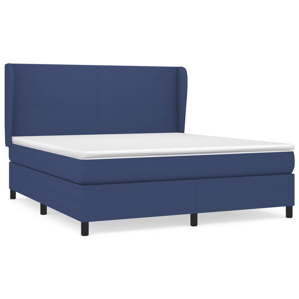 vidaXL Κρεβάτι Boxspring με Στρώμα Μπλε 180x200 εκ. Υφασμάτινο