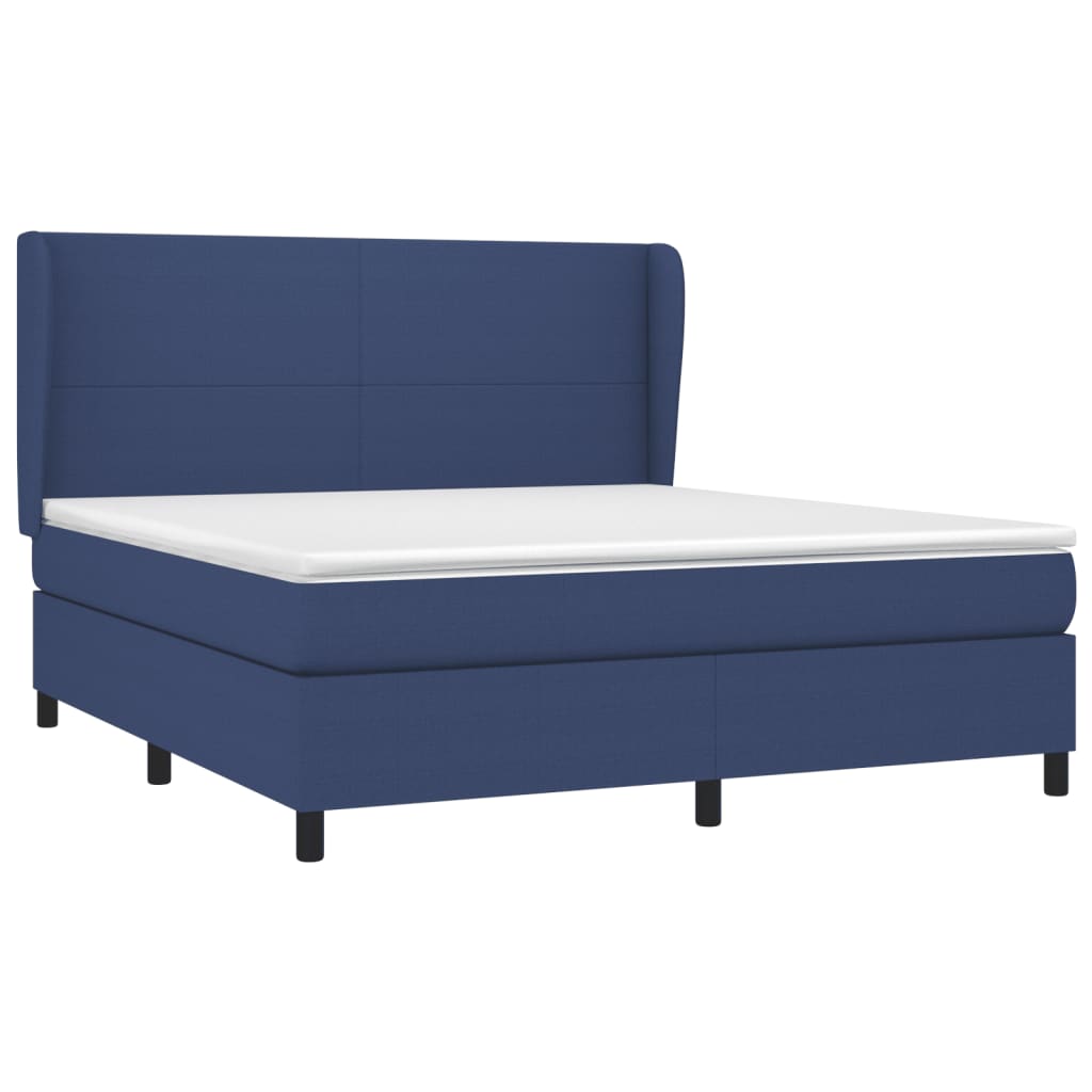 vidaXL Κρεβάτι Boxspring με Στρώμα Μπλε 180x200 εκ. Υφασμάτινο