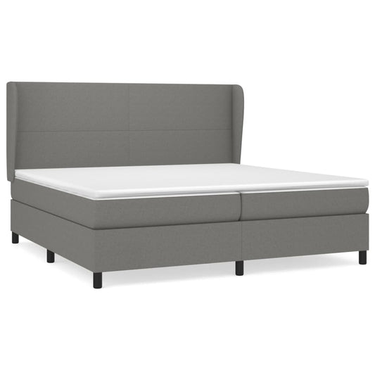 vidaXL Κρεβάτι Boxspring με Στρώμα Σκούρο Γκρι 200x200 εκ. Υφασμάτινο