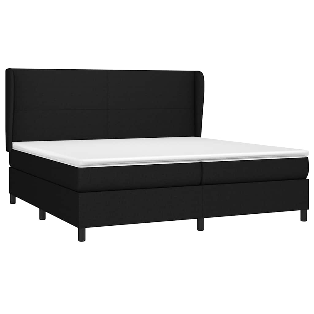 vidaXL Κρεβάτι Boxspring με Στρώμα Μαύρο 200x200 εκ. Υφασμάτινο