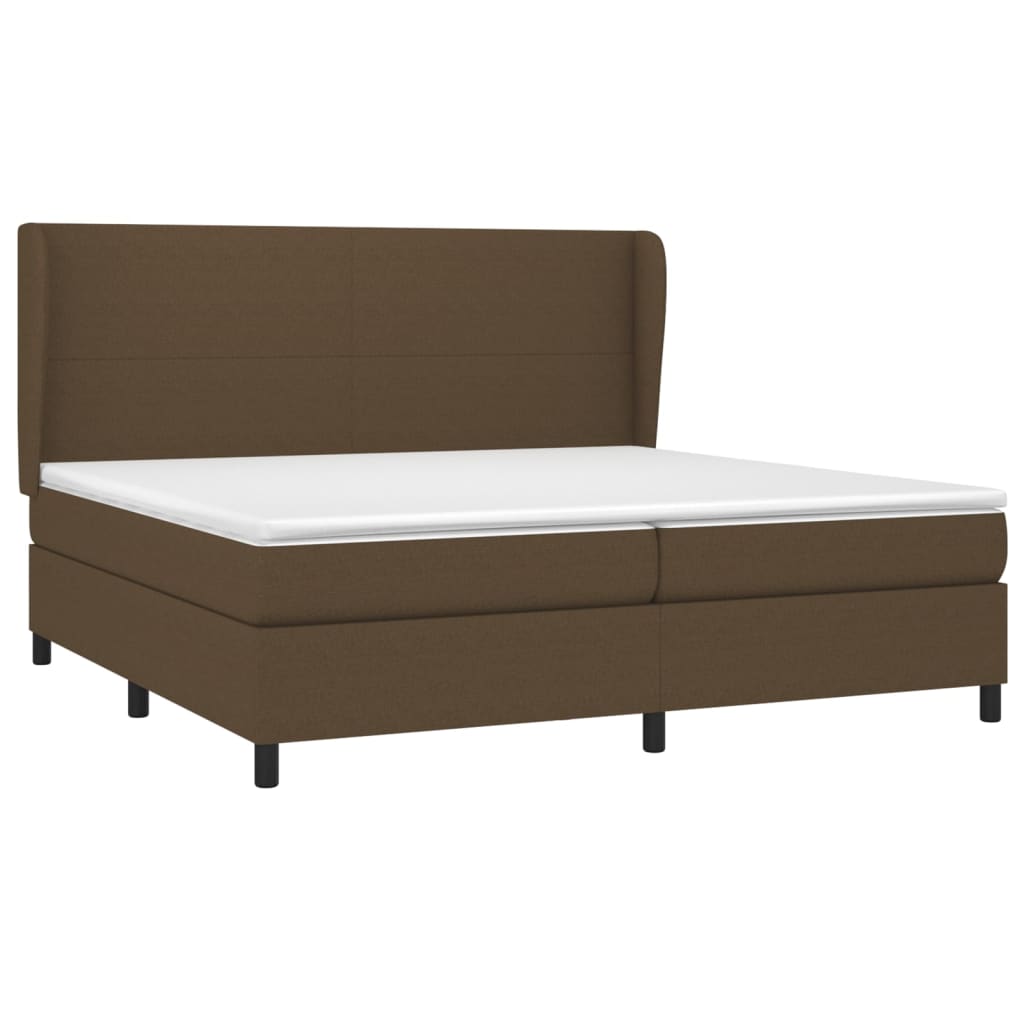 vidaXL Κρεβάτι Boxspring με Στρώμα Σκούρο Καφέ 200x200 εκ. Υφασμάτινο