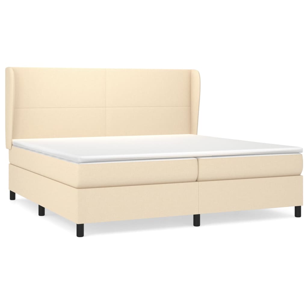 vidaXL Κρεβάτι Boxspring με Στρώμα Κρεμ 200x200 εκ. Υφασμάτινο