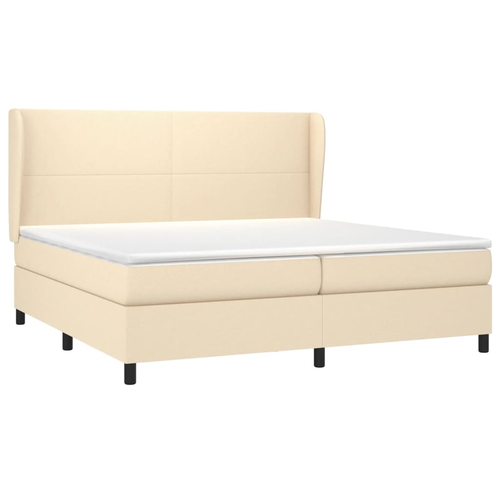 vidaXL Κρεβάτι Boxspring με Στρώμα Κρεμ 200x200 εκ. Υφασμάτινο