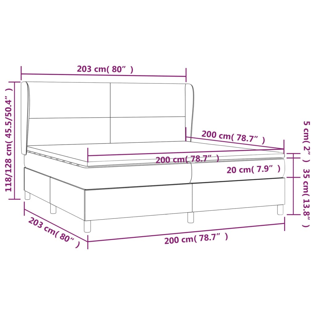 vidaXL Κρεβάτι Boxspring με Στρώμα Κρεμ 200x200 εκ. Υφασμάτινο