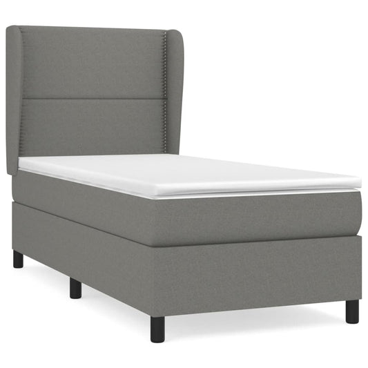 vidaXL Κρεβάτι Boxspring με Στρώμα Σκούρο Γκρι 90x190 εκ. Υφασμάτινο