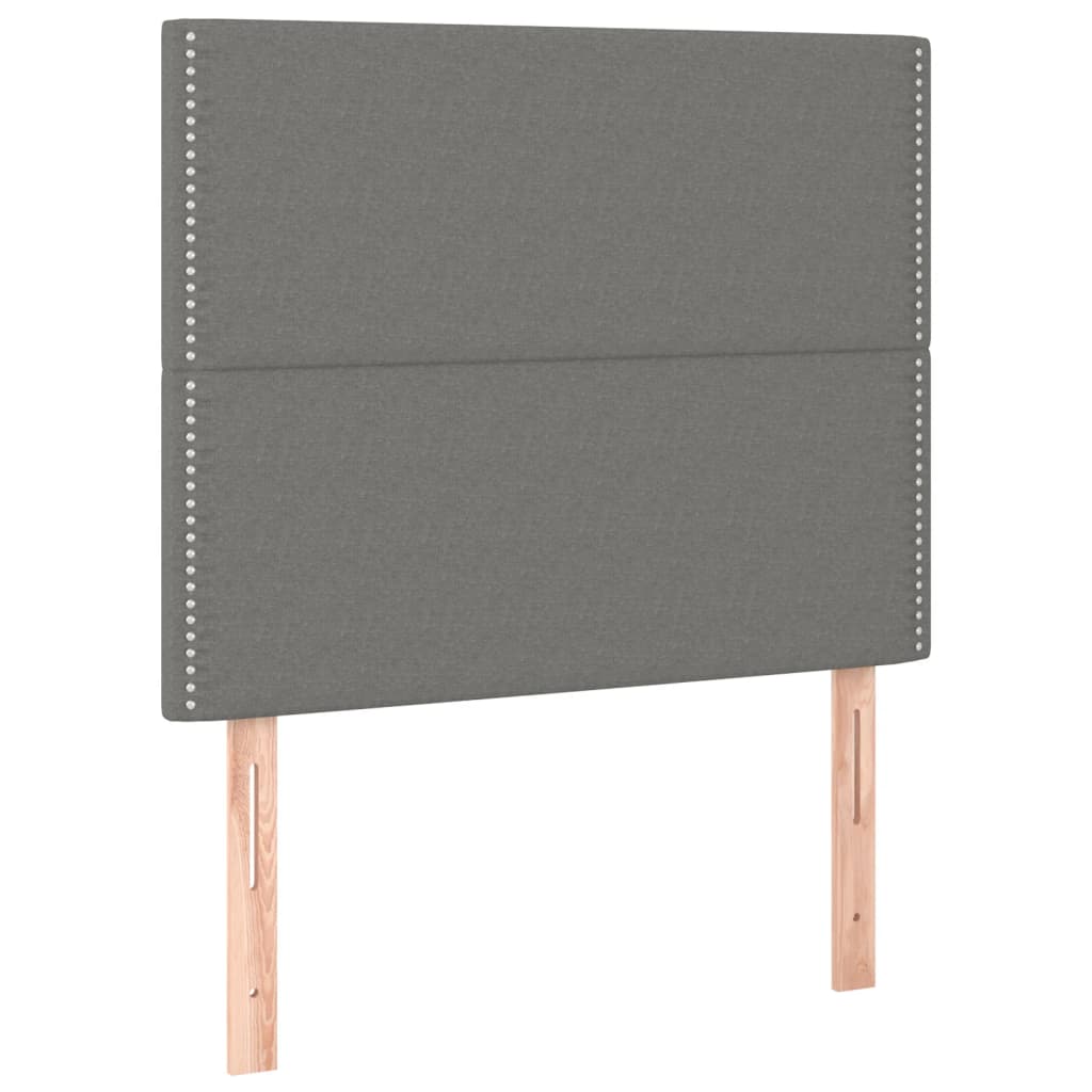 vidaXL Κρεβάτι Boxspring με Στρώμα Σκούρο Γκρι 90x190 εκ. Υφασμάτινο