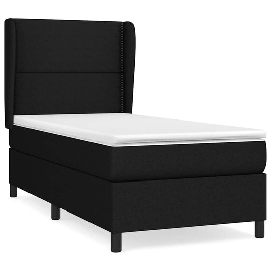 vidaXL Κρεβάτι Boxspring με Στρώμα Μαύρο 90x200 εκ. Υφασμάτινο