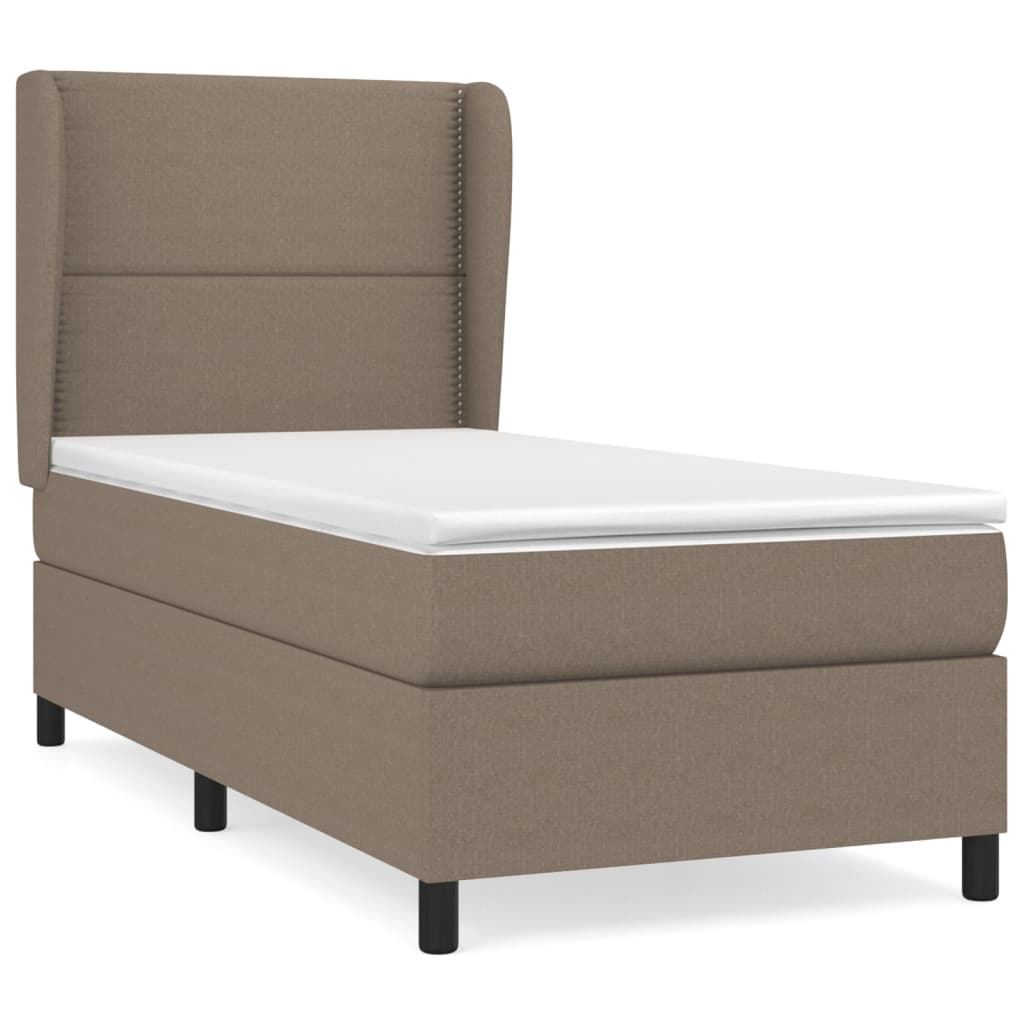 vidaXL Κρεβάτι Boxspring με Στρώμα Taupe 90x200 εκ. Υφασμάτινο