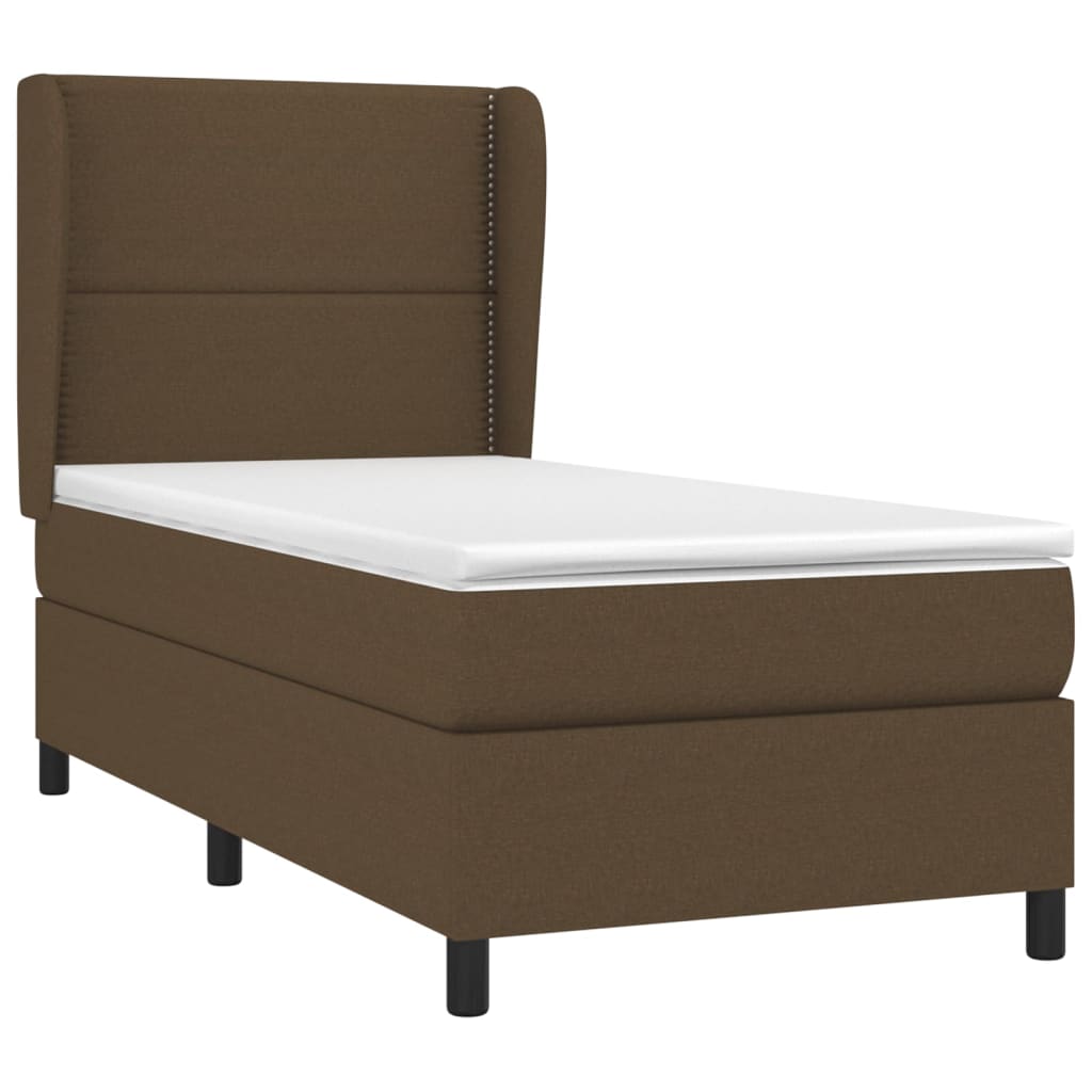 vidaXL Κρεβάτι Boxspring με Στρώμα Σκούρο Καφέ 100x200 εκ. Υφασμάτινο