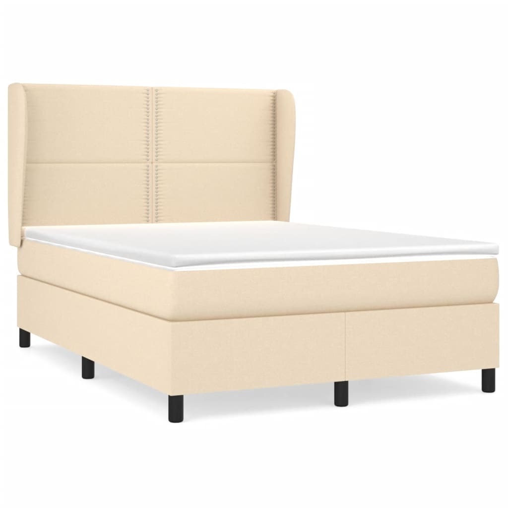 vidaXL Κρεβάτι Boxspring με Στρώμα Κρεμ 140x190 εκ. Υφασμάτινο