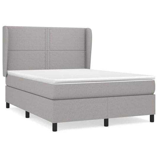 vidaXL Κρεβάτι Boxspring με Στρώμα Ανοιχτό Γκρι 140x200 εκ. Υφασμάτινο