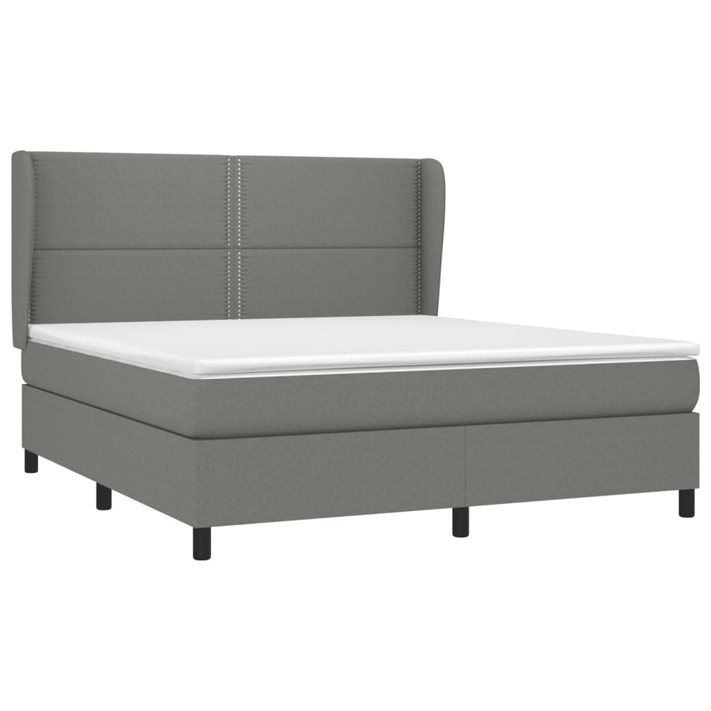 vidaXL Κρεβάτι Boxspring με Στρώμα Σκούρο Γκρι 180x200 εκ Υφασμάτιν