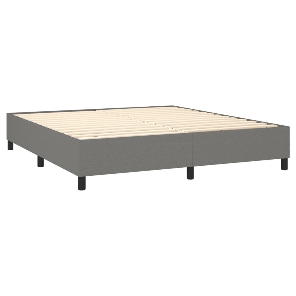 vidaXL Κρεβάτι Boxspring με Στρώμα Σκούρο Γκρι 180x200 εκ Υφασμάτιν