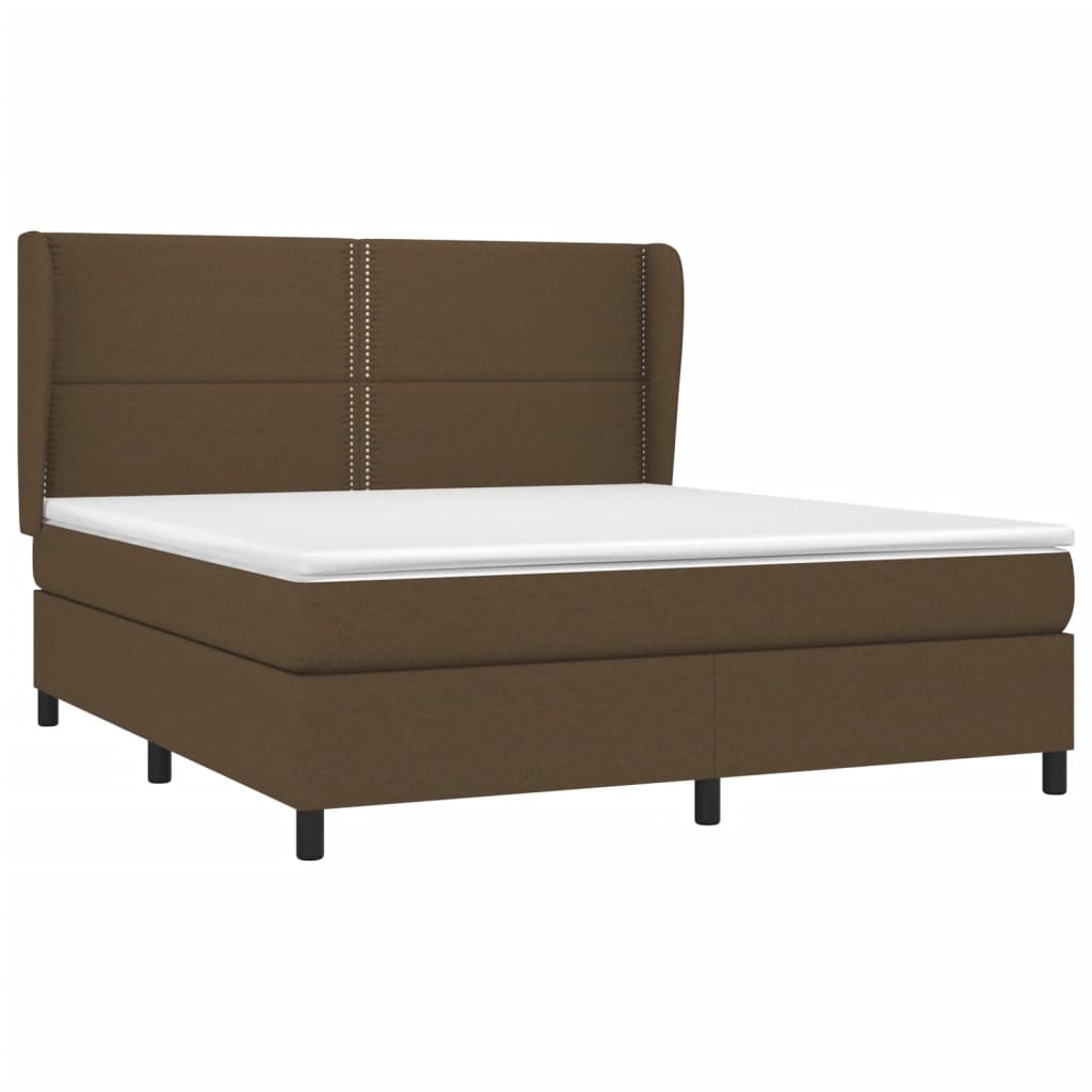 vidaXL Κρεβάτι Boxspring με Στρώμα Σκούρο Καφέ 180x200 εκ Υφασμάτινο