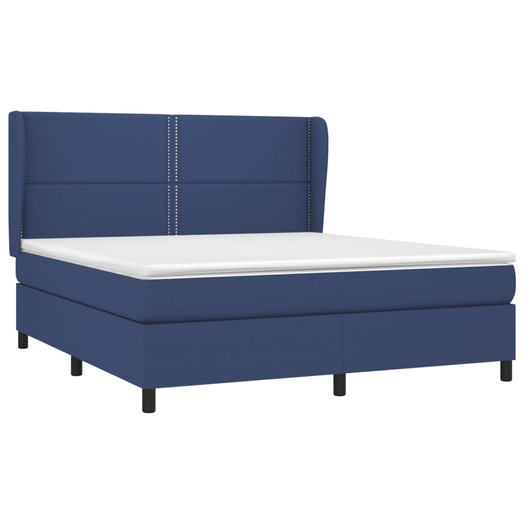 vidaXL Κρεβάτι Boxspring με Στρώμα Μπλε 180x200 εκ. Υφασμάτινο