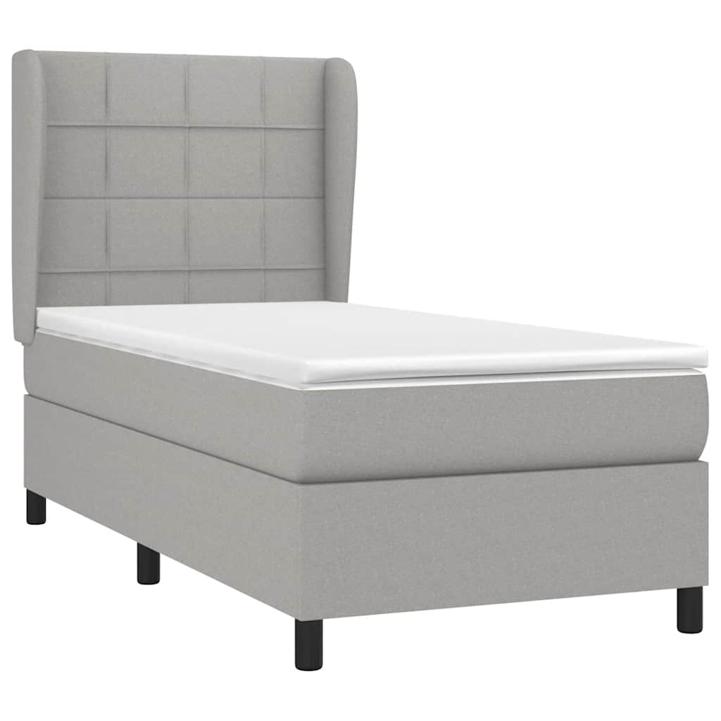 vidaXL Κρεβάτι Boxspring με Στρώμα Ανοιχτό Γκρι 80x200 εκ. Υφασμάτινο
