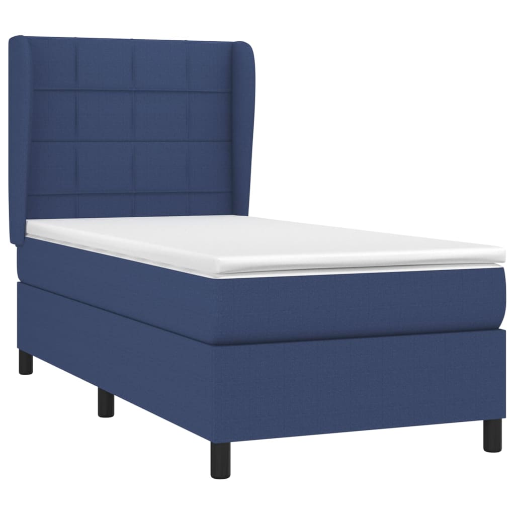 vidaXL Κρεβάτι Boxspring με Στρώμα Μπλε 80x200 εκ. Υφασμάτινο