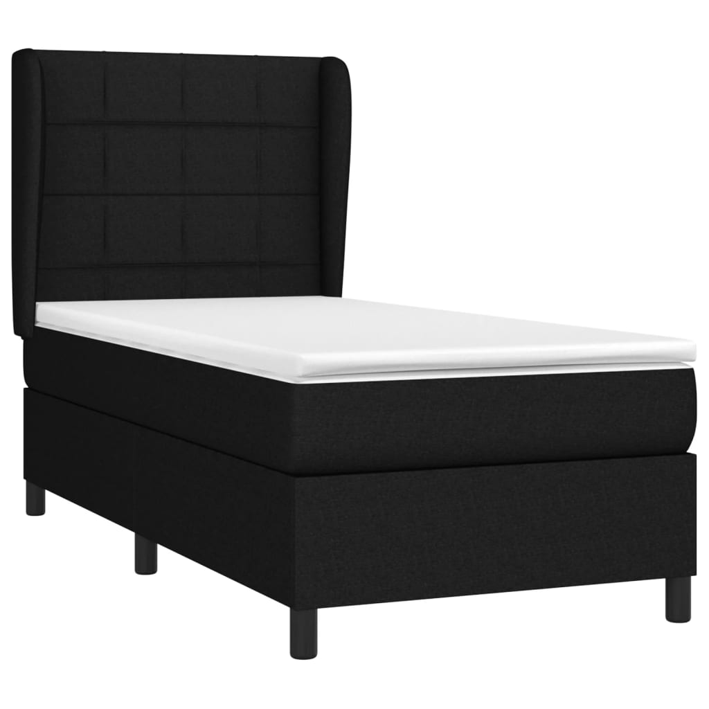 vidaXL Κρεβάτι Boxspring με Στρώμα Μαύρο 100 x 200 εκ. Υφασμάτινο