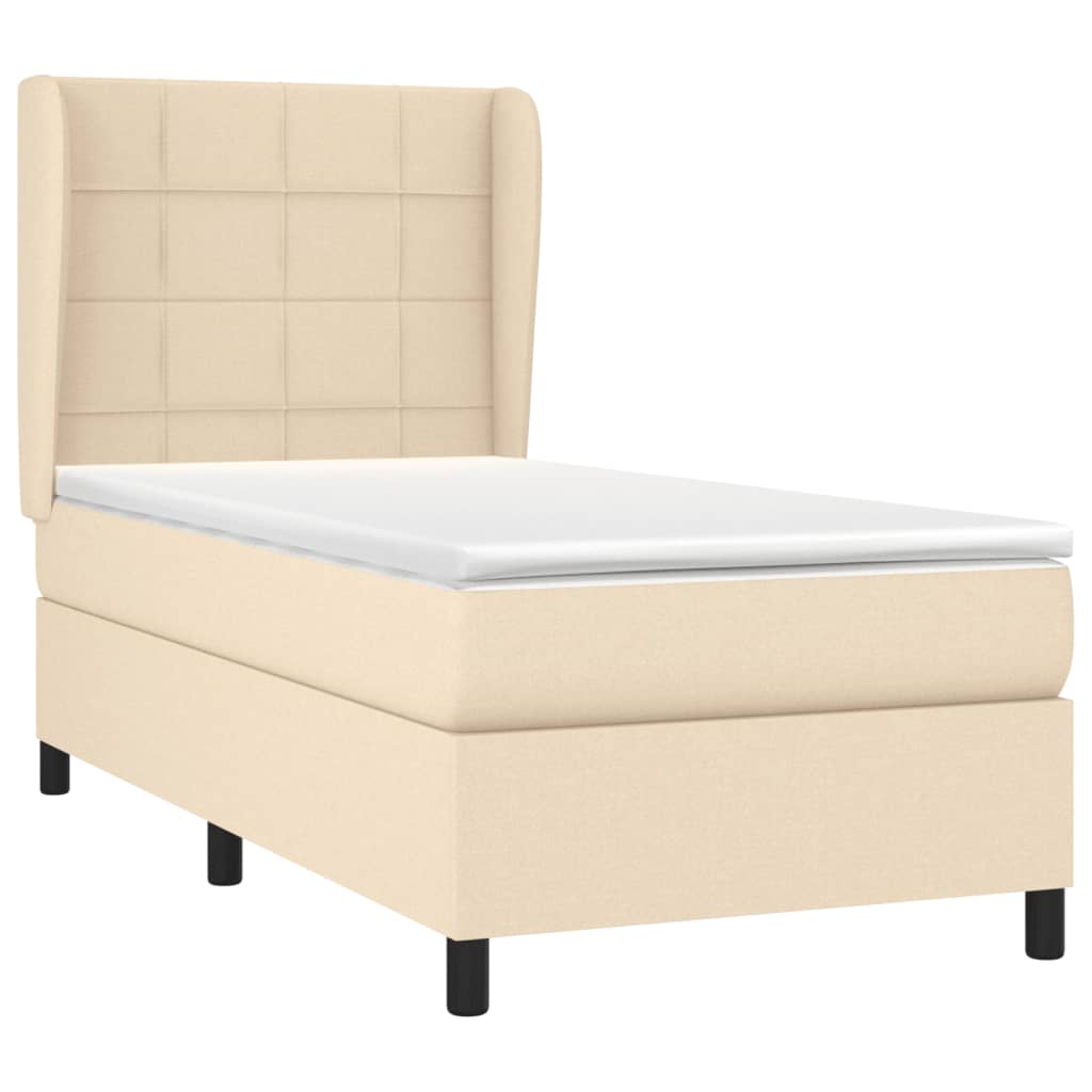 vidaXL Κρεβάτι Boxspring με Στρώμα Κρεμ 100 x 200 εκ. Υφασμάτινο