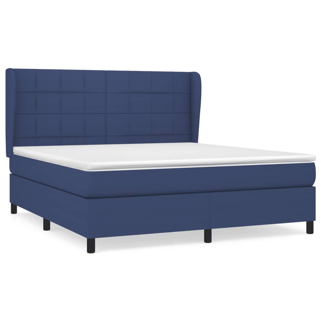 vidaXL Κρεβάτι Boxspring με Στρώμα Μπλε 160x200 εκ. Υφασμάτινο