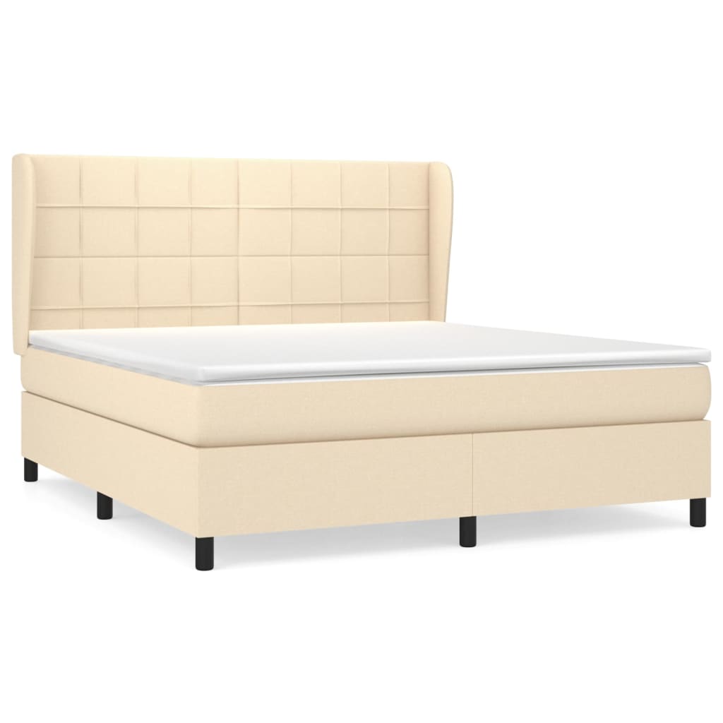 vidaXL Κρεβάτι Boxspring με Στρώμα Κρεμ 180x200 εκ. Υφασμάτινο
