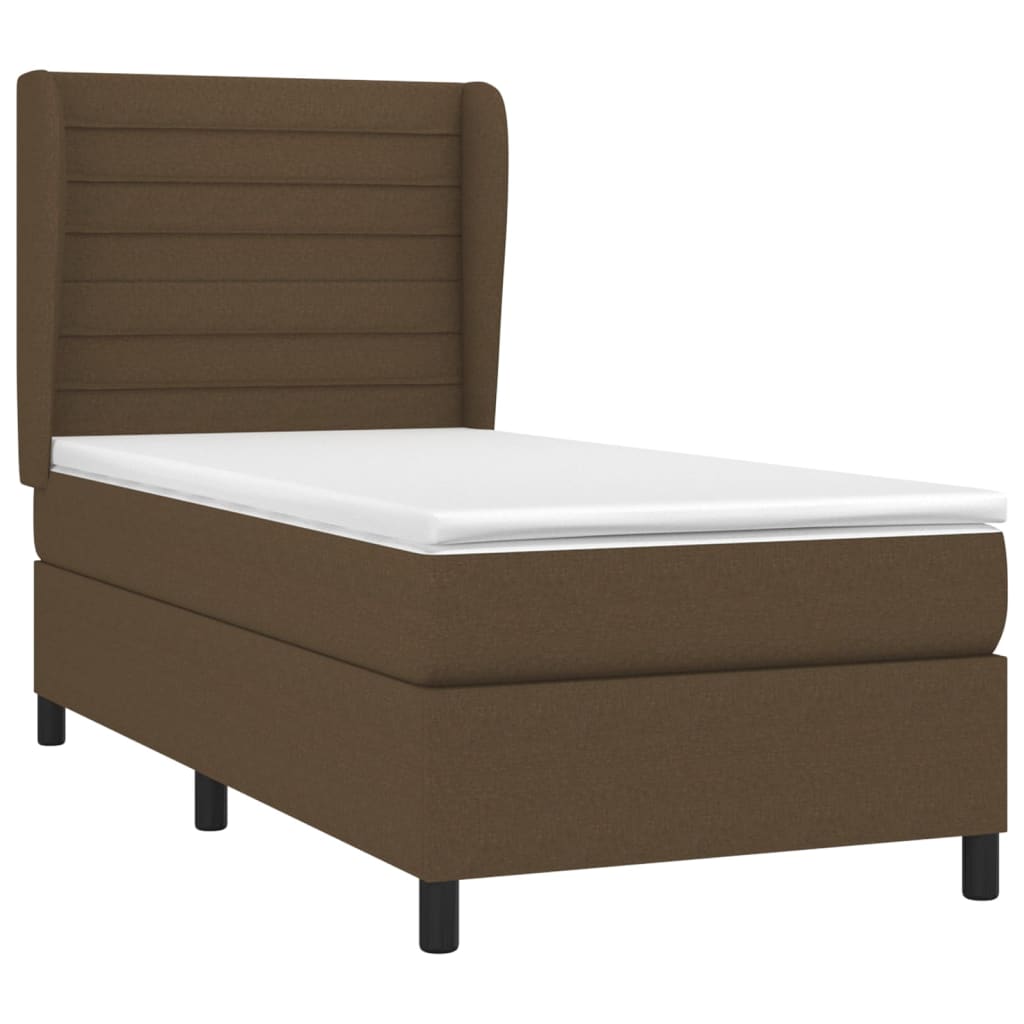 vidaXL Κρεβάτι Boxspring με Στρώμα Σκούρο Καφέ 80x200 εκ. Υφασμάτινο