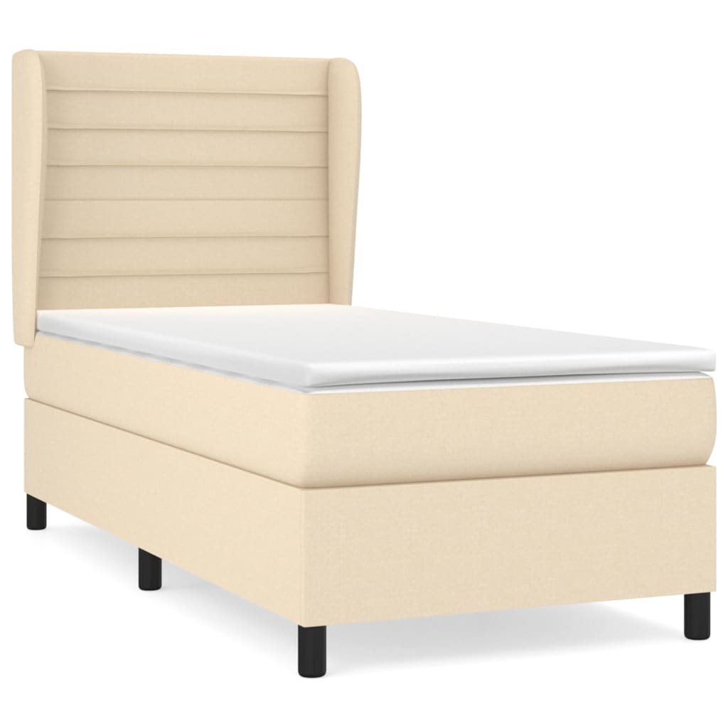vidaXL Κρεβάτι Boxspring με Στρώμα Κρεμ 80 x 200 εκ. Υφασμάτινο