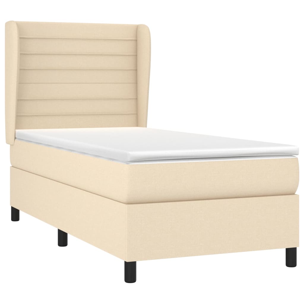 vidaXL Κρεβάτι Boxspring με Στρώμα Κρεμ 80 x 200 εκ. Υφασμάτινο