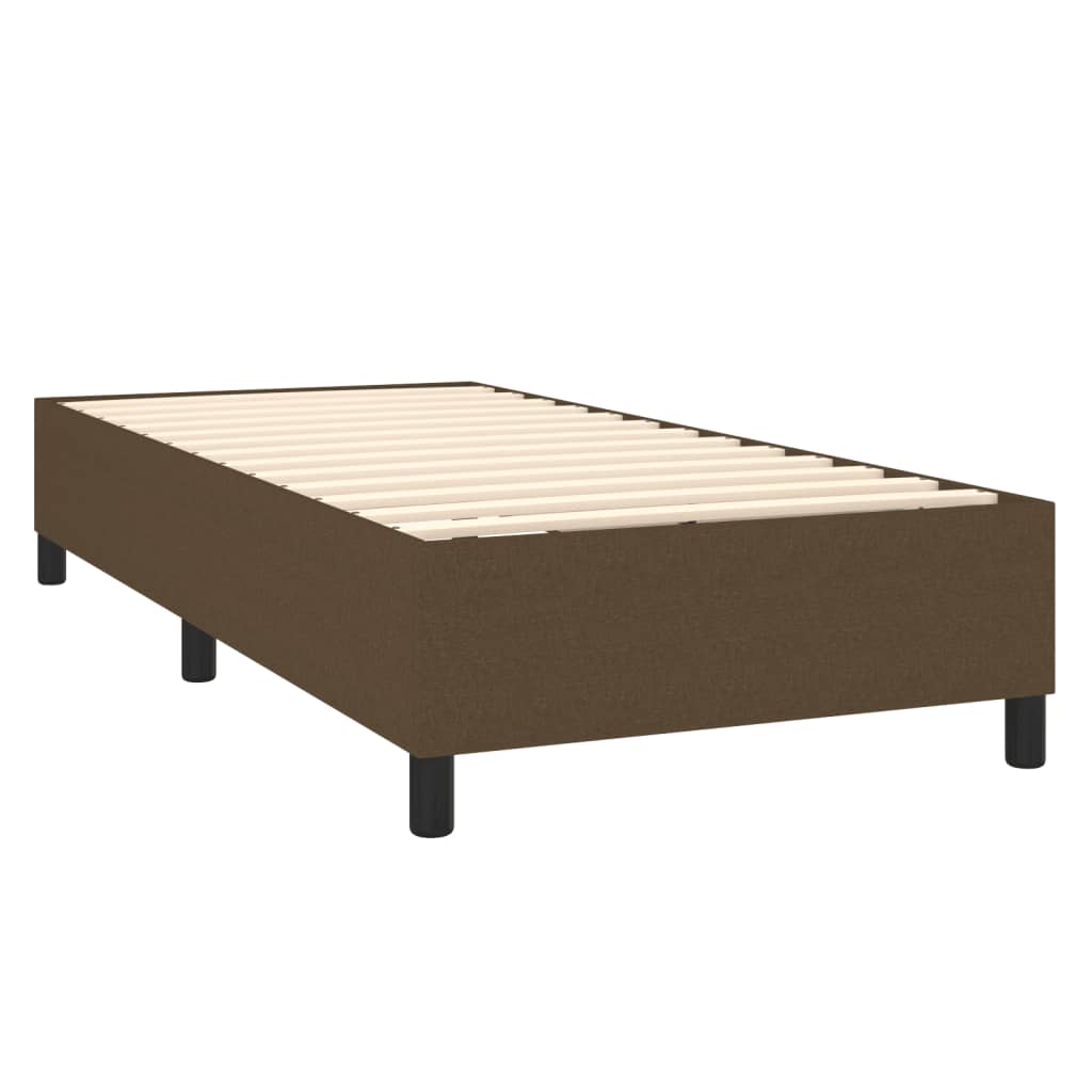 vidaXL Κρεβάτι Boxspring με Στρώμα Σκούρο Καφέ 90x200 εκ. Υφασμάτινο