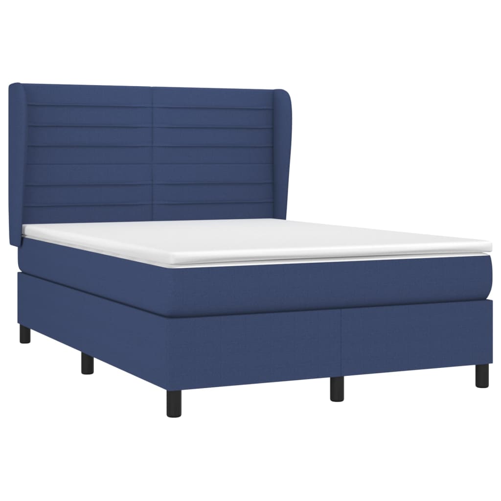 vidaXL Κρεβάτι Boxspring με Στρώμα Μπλε 140x190 εκ. Υφασμάτινο