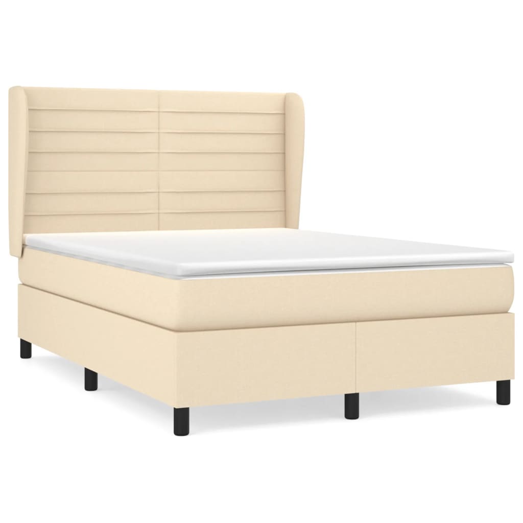 vidaXL Κρεβάτι Boxspring με Στρώμα Κρεμ 140x200 εκ. Υφασμάτινο