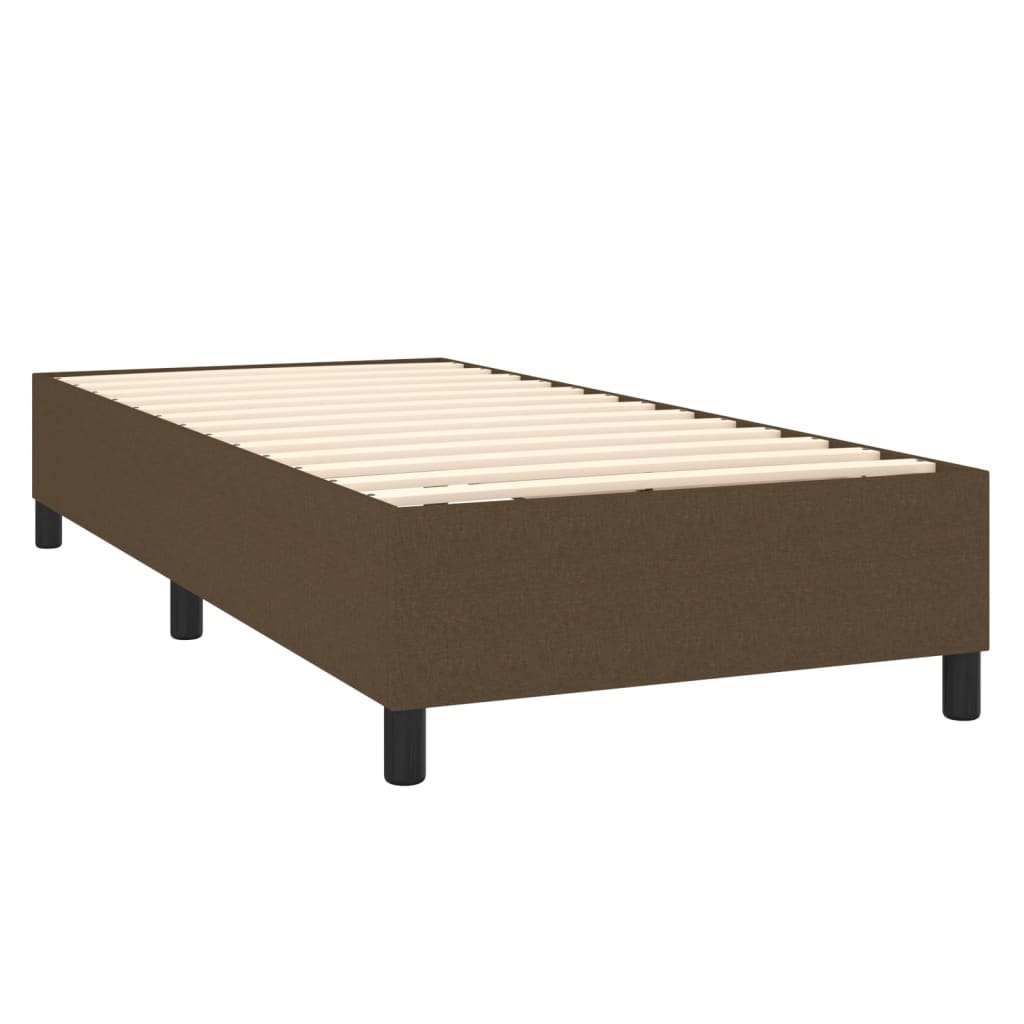 vidaXL Κρεβάτι Boxspring με Στρώμα Σκούρο Καφέ 90x200 εκ. Υφασμάτινο
