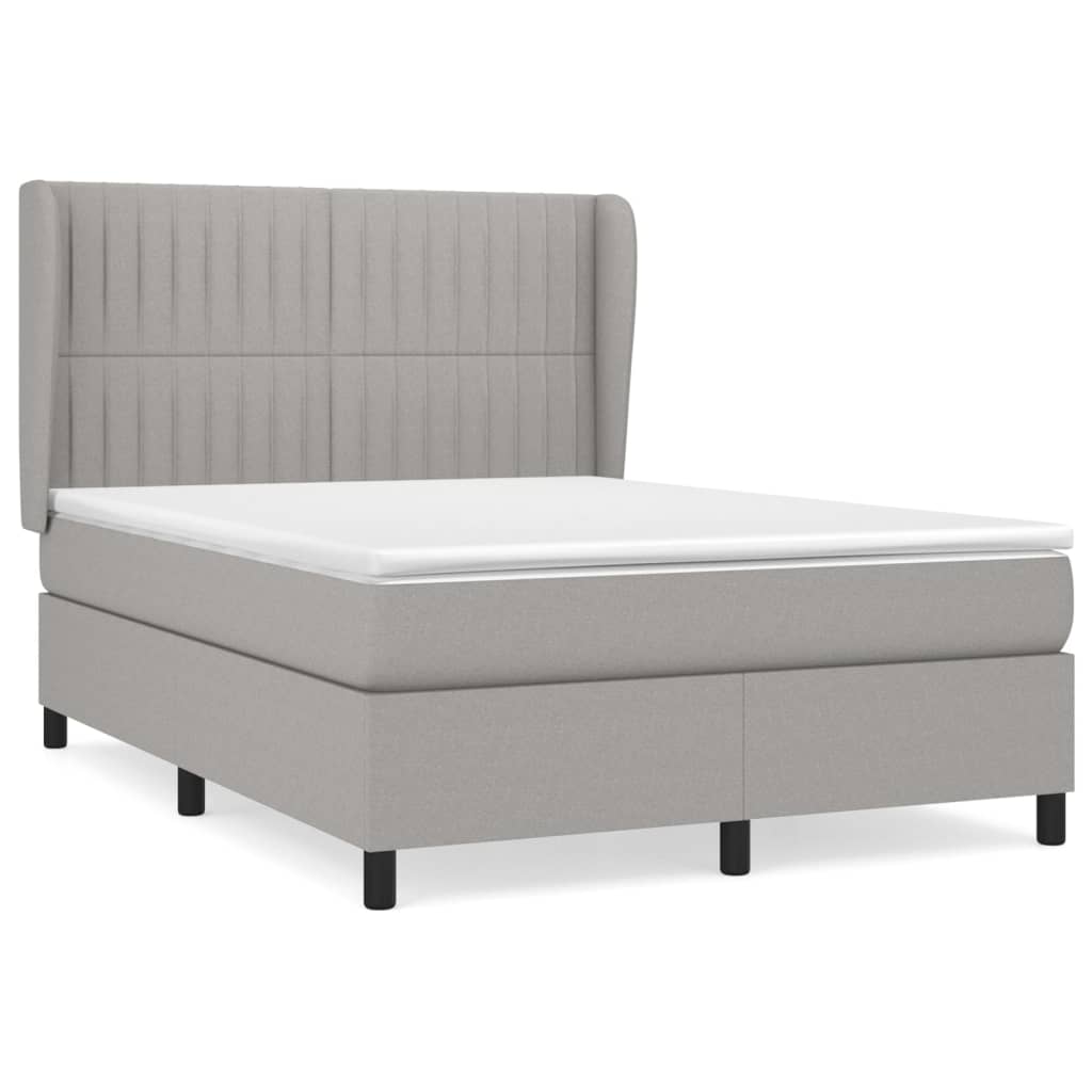 vidaXL Κρεβάτι Boxspring με Στρώμα Ανοιχτό Γκρι 140x190 εκ. Υφασμάτινο