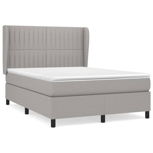 vidaXL Κρεβάτι Boxspring με Στρώμα Ανοιχτό Γκρι 140x200 εκ. Υφασμάτινο