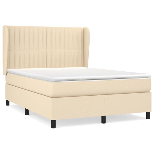vidaXL Κρεβάτι Boxspring με Στρώμα Κρεμ 140x200 εκ. Υφασμάτινο