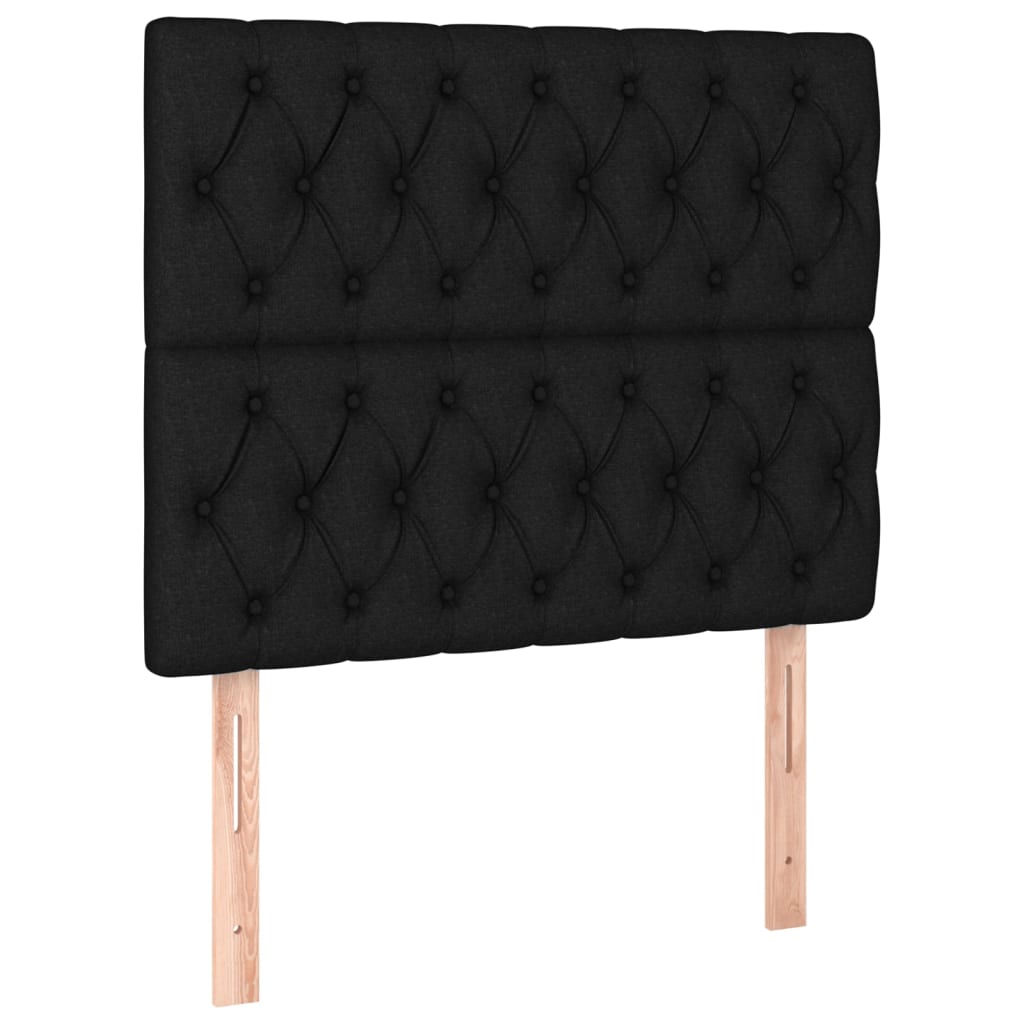 vidaXL Κρεβάτι Boxspring με Στρώμα Μαύρο 90x190 εκ.Υφασμάτινο