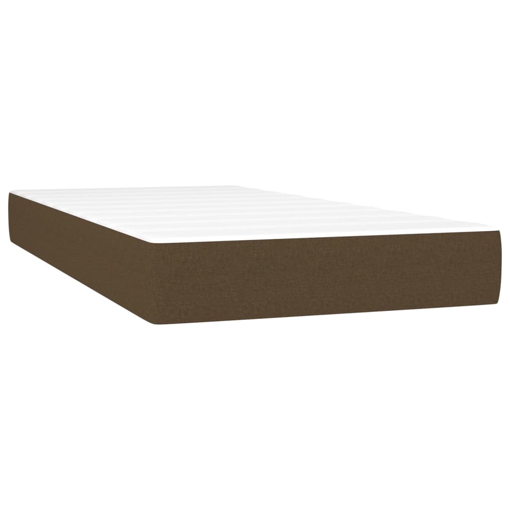 vidaXL Κρεβάτι Boxspring με Στρώμα Σκούρο Καφέ 90x200 εκ. Υφασμάτινο