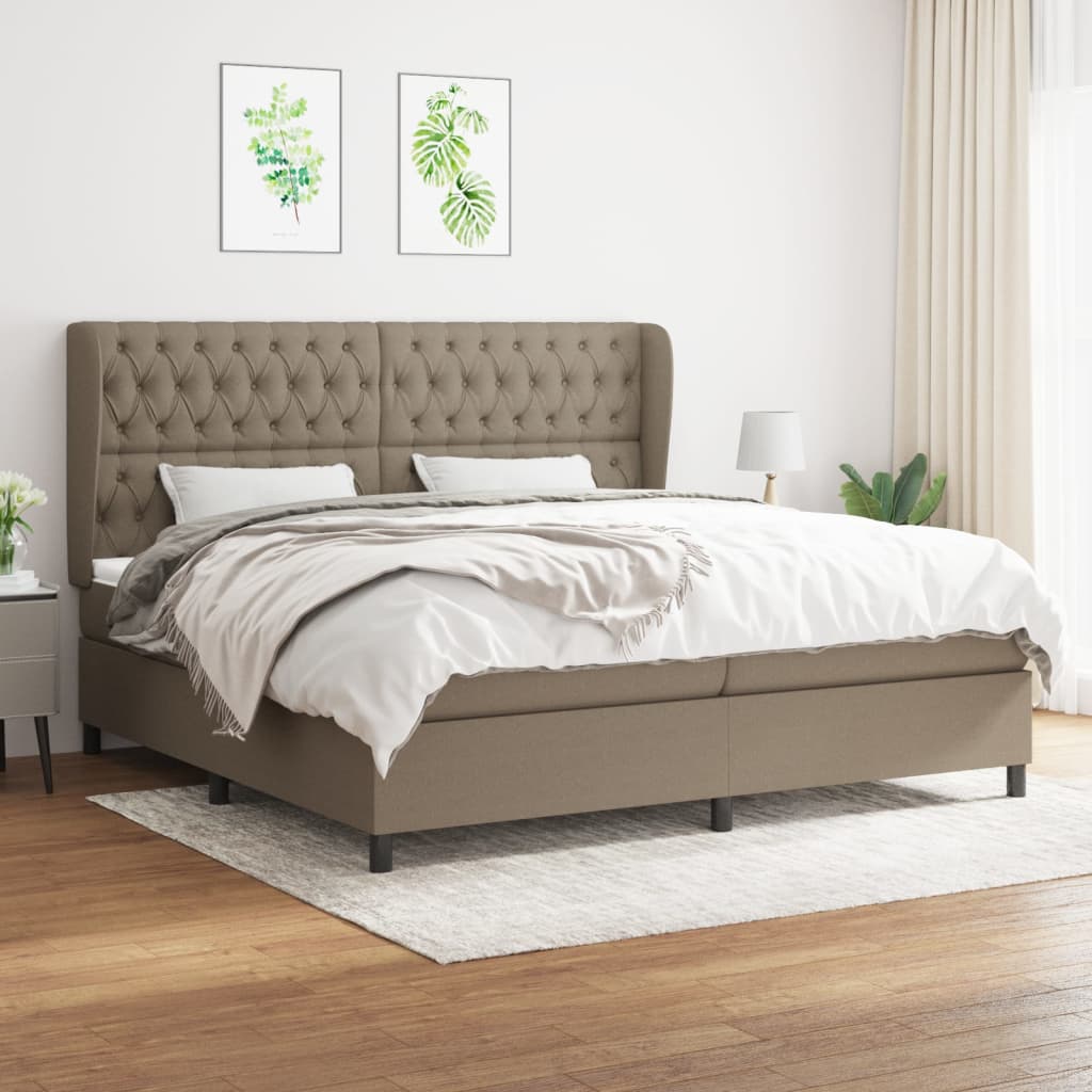 vidaXL Κρεβάτι Boxspring με Στρώμα Taupe 200x200 εκ. Υφασμάτινο