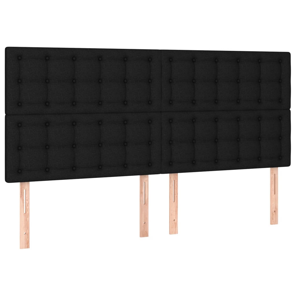 vidaXL Κρεβάτι Boxspring με Στρώμα Μαύρο 200x200 εκ. Υφασμάτινο