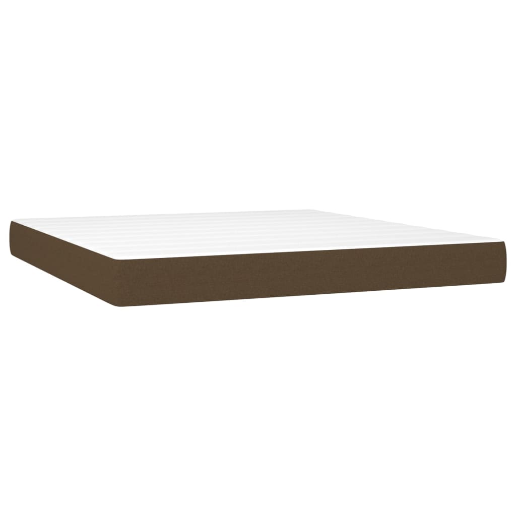 vidaXL Κρεβάτι Boxspring με Στρώμα Σκούρο Καφέ 200x200 εκ. Υφασμάτινο