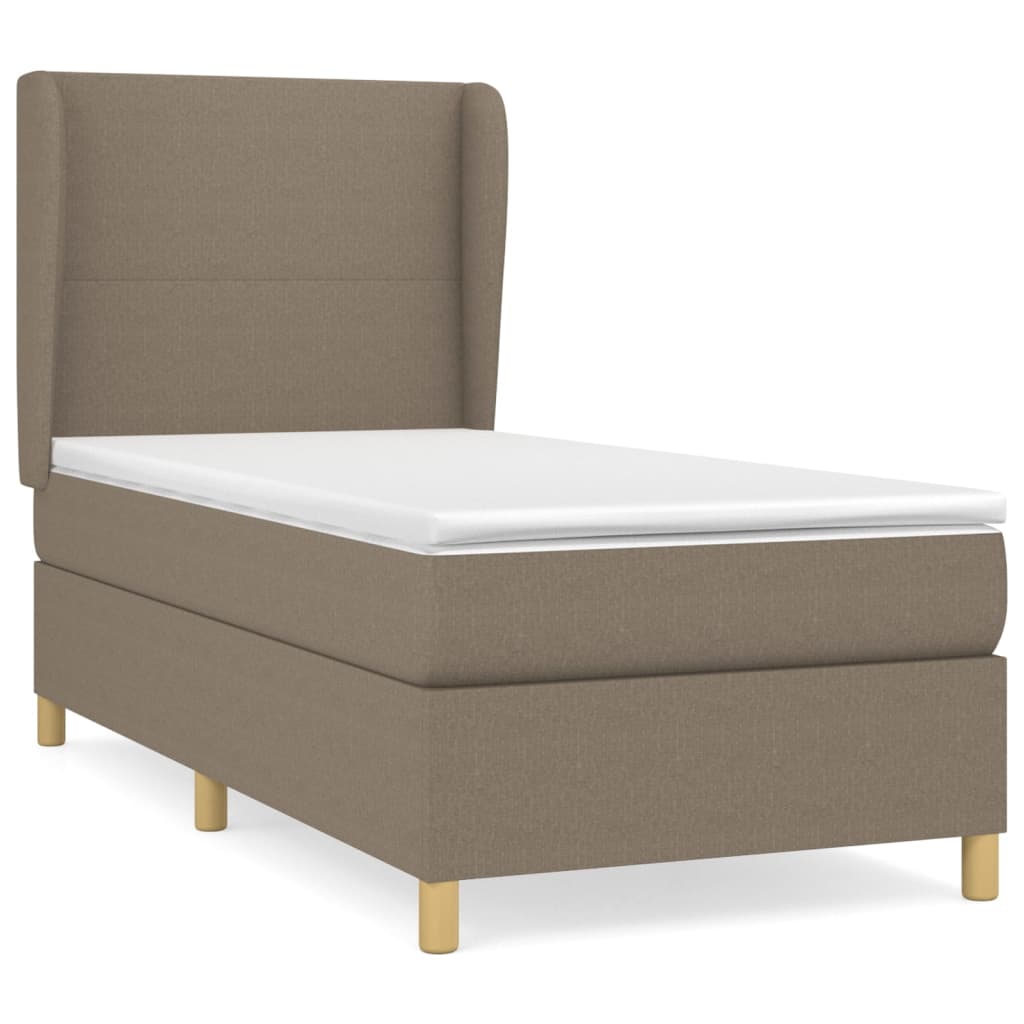 vidaXL Κρεβάτι Boxspring με Στρώμα Taupe 90x190 εκ.Υφασμάτινο