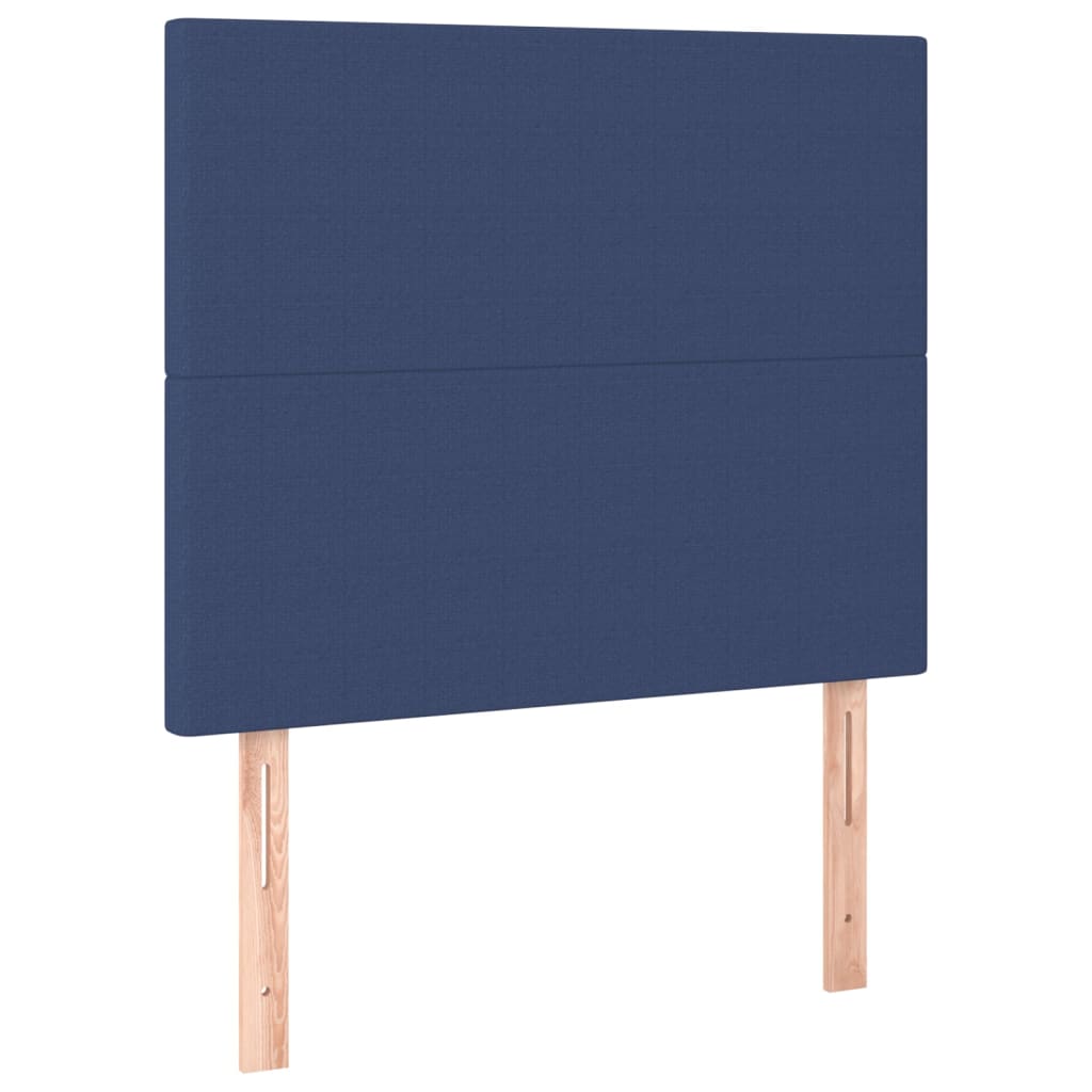 vidaXL Κρεβάτι Boxspring με Στρώμα Μπλε 90x190 εκ.Υφασμάτινο