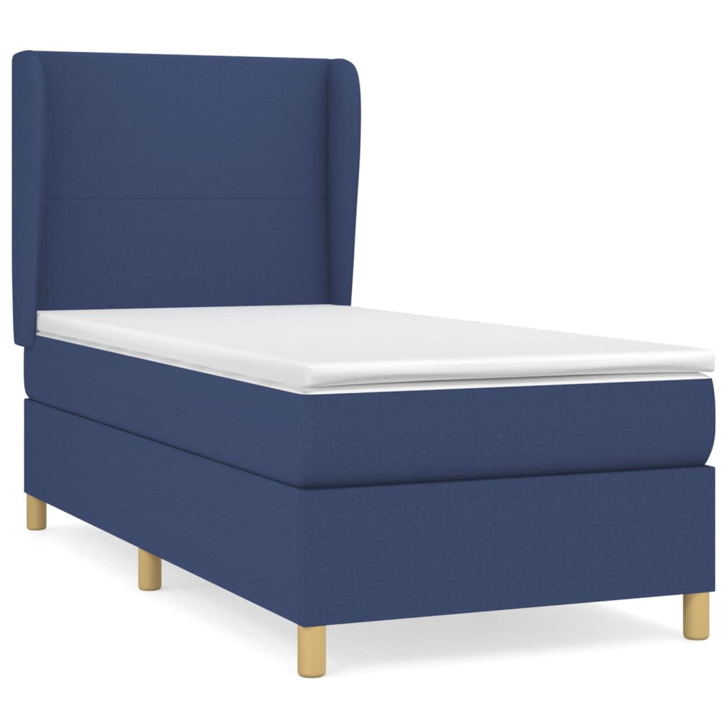 vidaXL Κρεβάτι Boxspring με Στρώμα Μπλε 100 x 200 εκ. Υφασμάτινο