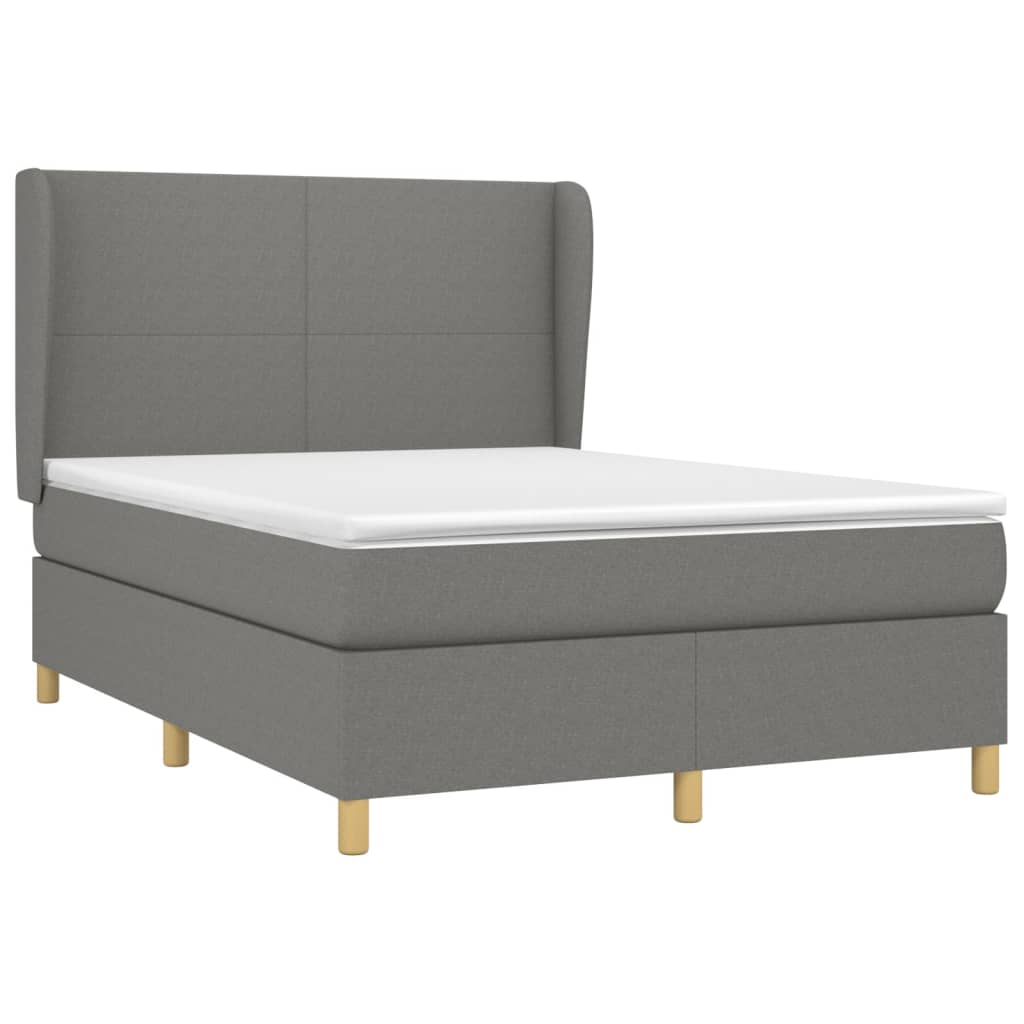 vidaXL Κρεβάτι Boxspring με Στρώμα Σκούρο Γκρι 140x190 εκ. Υφασμάτινο