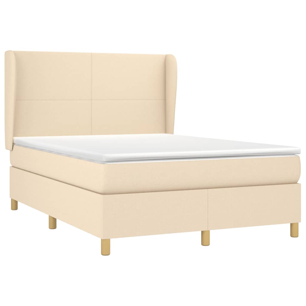 vidaXL Κρεβάτι Boxspring με Στρώμα Κρεμ 140x200 εκ. Υφασμάτινο