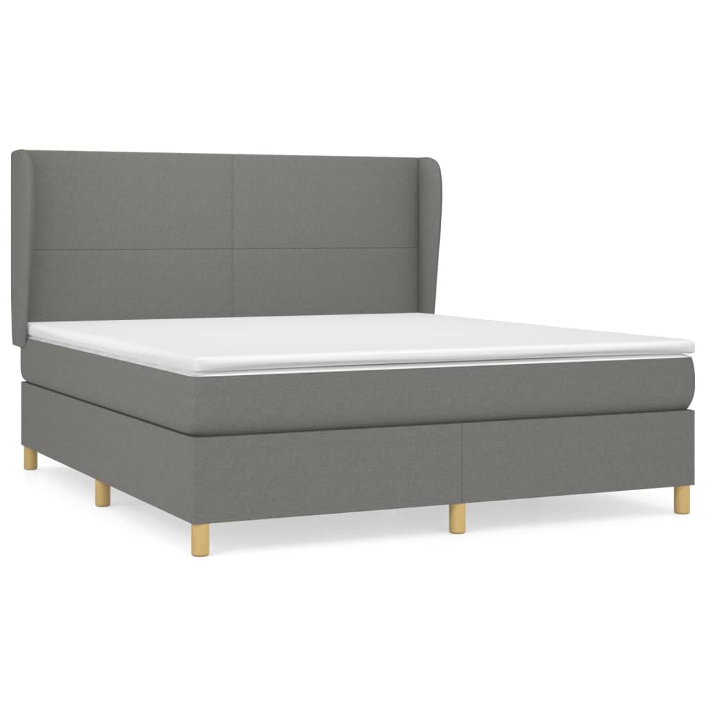 vidaXL Κρεβάτι Boxspring με Στρώμα Σκούρο Γκρι 160x200 εκ Υφασμάτινο