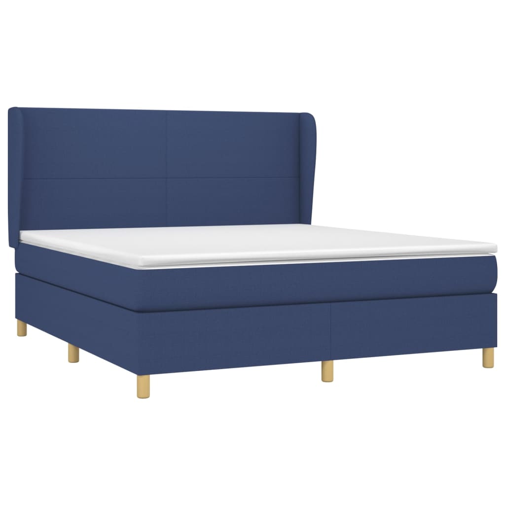 vidaXL Κρεβάτι Boxspring με Στρώμα Μπλε 160x200 εκ. Υφασμάτινο