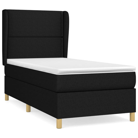 vidaXL Κρεβάτι Boxspring με Στρώμα Μαύρο 80 x 200 εκ. Υφασμάτινο