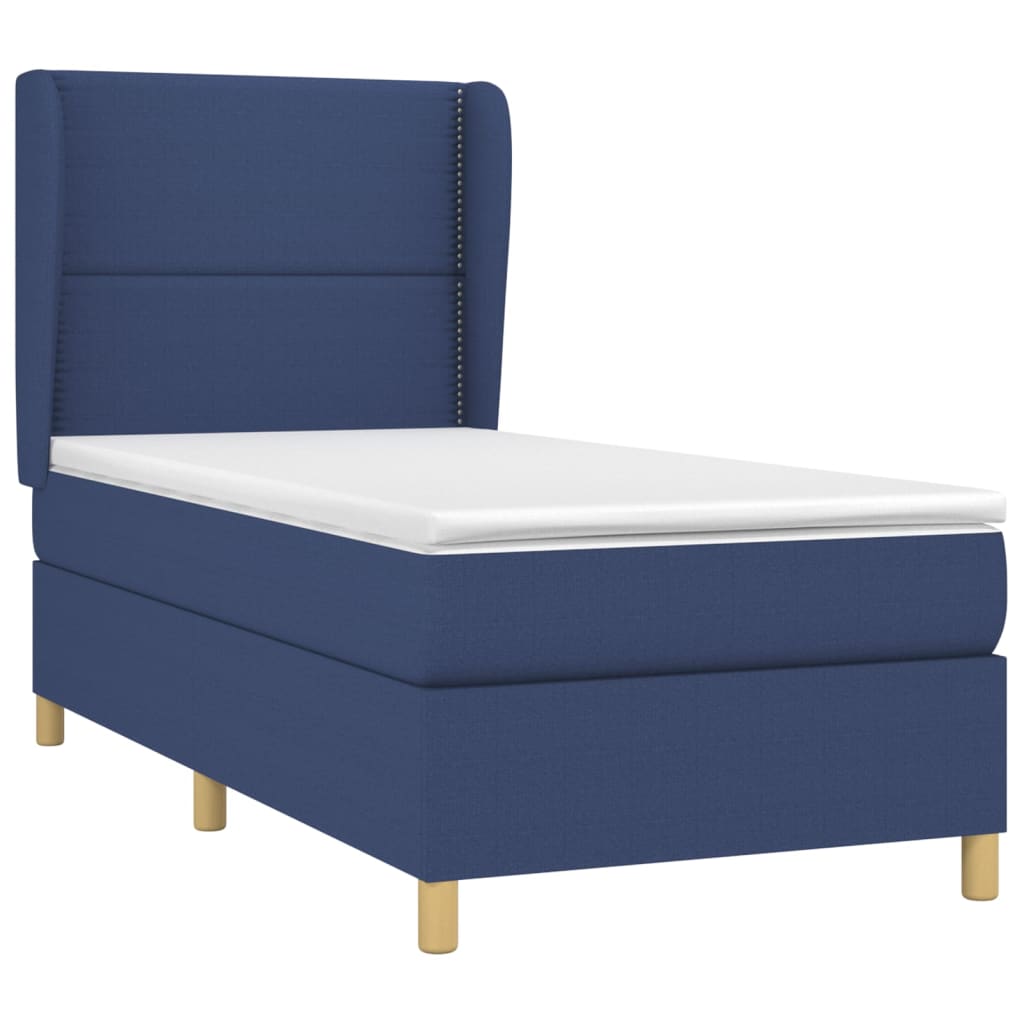 vidaXL Κρεβάτι Boxspring με Στρώμα Μπλε 100 x 200 εκ. Υφασμάτινο