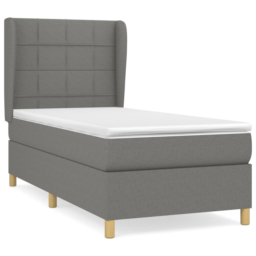 vidaXL Κρεβάτι Boxspring με Στρώμα Σκούρο Γκρι 80x200 εκ. Υφασμάτινο
